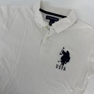 US Polo Association Polo Shirt White Mens Size Medium Big Pony Pure Cotton